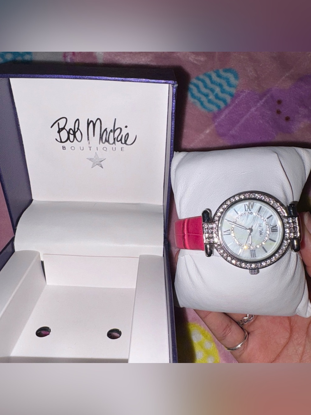 Bob Mackie Pink Crystal-Accent Women’s Watch